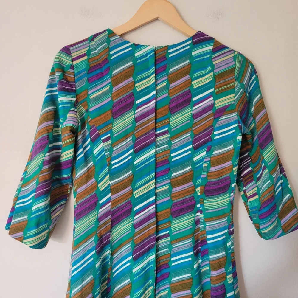 Vintage Teal and Purple Chevron Mini Dress - Picture 4 of 9